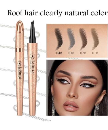 Eyebrow Pencil 4-Point Fork Tip Waterproof Eyebrow Pencil Smudgeproof Eyebrow Pencil Long Lasting Natural (3) - Buy Online on GoSupps.com