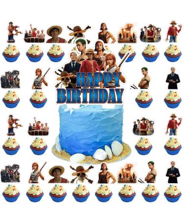 One Anime Piece Birthday Party Decorations One Anime Piece Cake Topper and Cupcake Toppers Sets for One Anime Piece Birthday Party Supplies for Kids Birthday Party Cake Decoration