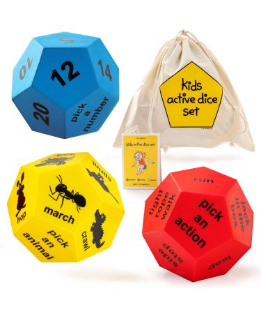 Covelico Exercise Dice for Kids | Physical Education Equipment | Movement Dice for Active Games | Kids Workout Equipment | Big Dice Kids Exercise Equipment | Fitness Dice for Kids for Recess Toys