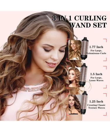 Thermal Brush 3 in 1 Set - Ionic Heated Round Curling Brush for Volume & Smooth Hair - Fast Heating Ceramic Curling Iron (Black) - International Shipping Available - Buy Online on GoSupps.com