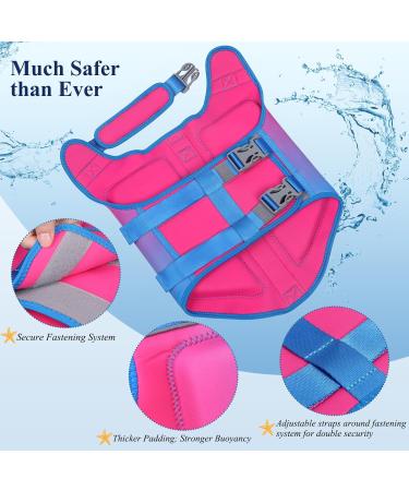 Vivaglory Dog Lifeguard Vest - Skin-Friendly Neoprene Swimming Safety for Large Dogs - D-Ring & Quick Lock - Pink Blue XL (71-84cm) - Buy Online on GoSupps.com