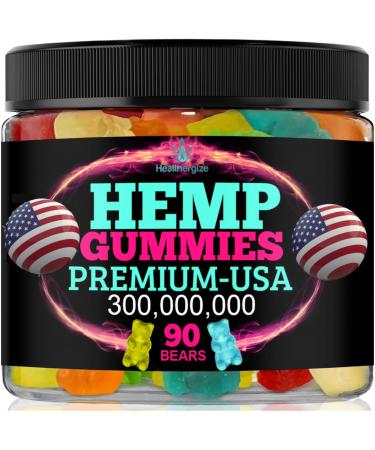 Hemp Gummies for Relaxation and Rest-Natural Hemp Oil Gummies, Fresh Fruity Flavors Tasty Relief-Made in USA-High Potency Gummy Edibles-Extra Strength 90 Bears