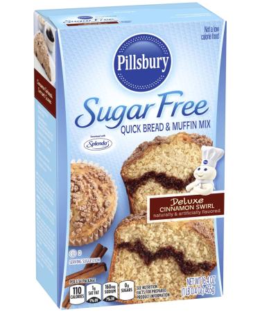 Pillsbury New! Sugar Free Deluxe Cinnamon Swirl Quick Bread & Muffin Mix 0g Sugar 1g Sat Fat - 16.4 Oz (Pack of 2) 1.03 Pound (Pack of 1)