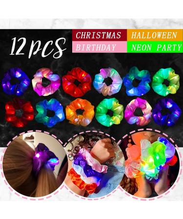 12 Pcs Light Up LED Scrunchies Neon Satin Hair Bands for Women & Girls - Buy Online on GoSupps.com
