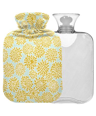 NAANLE hot hot water bottle with cover pastel yellow dandelion Transparent hot water bottle 2l large hot hot water bottle for menstrual cramps pain relief handfoots heat and cold therapy