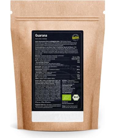 Guarana Powder Organic - 100g Pure Guarana Powder - Energizer - Guaranteed Without additives - 100% Vegan - Manufactured and Controlled in Germany (DE-ECO-005) - Buy Online on GoSupps.com