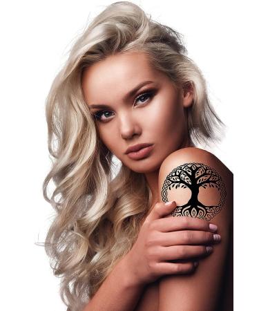 Yggdrasil Tree of Life Temporary Tattoo for Men and Women - 6 Sheets, Viking Symbol Odin Design - 3.7 x 3.7 Inch - Buy Online on GoSupps.com