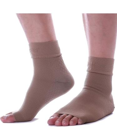 Doc Miller Compression Ankle Brace for Women & Men - Foot Arch Support, Neuropathy, Plantar Fasciitis Relief - Tan Skin Large - Buy Online on GoSupps.com