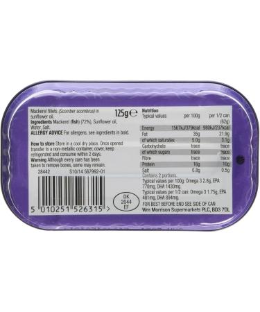 Morrisons Mackerel Fillets in Sunflower Oil 125g - Buy Online on GoSupps.com