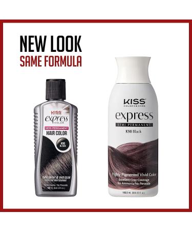 Kiss Express Semi-Permanent Hair Color Black 3.5 Fl Oz (Pack of 2) - 100mL (3.5 US fl.oz), 2 Count - Buy Online on GoSupps.com