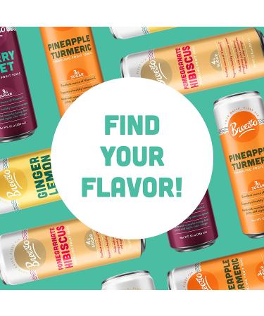 Breezzo Pineapple Turmeric Sparkling Fruit Tonic 12 Fl Oz (12 Pack) - Immunity Booster & Vitamin C Source - Functional Soda Alternative - Pineapple Turmeric Flavor - 12 Count - Buy Online on GoSupps.com