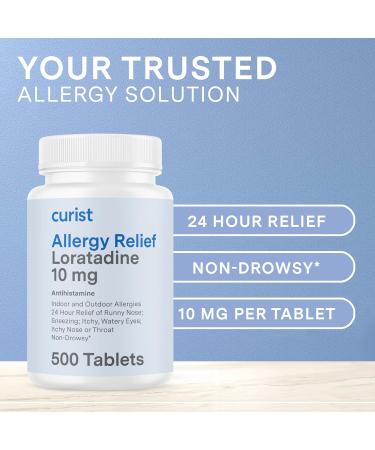 Curist Loratadine 10mg Bulk - 500 Count - All Day Non Drowsy Allergy Medicine - 24 Hour Antihistamine Tablets for Runny Nose Itchy Eyes & Sneezing - Indoor & Outdoor Allergy Medicine for Adults - Buy Online on GoSupps.com