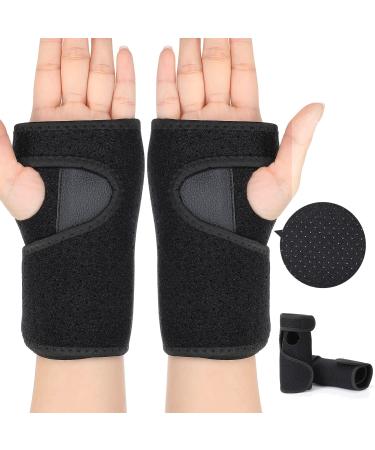 2 Pieces Carpal Tunnel Wrist Braces for Night Wrist Sleep Support Brace Wrist Splint Stabilizer and Hand Brace Cushioned to Help With Carpal Tunnel and Wrist Pain Relief (Breathable Style, Black) Breathable Style Black