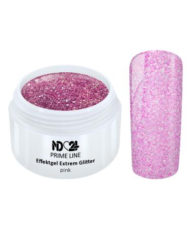 Prime Line - Uv Led Gel Extreme Glitter Effect Pink Glitter Color - Made in Germany - 5ml