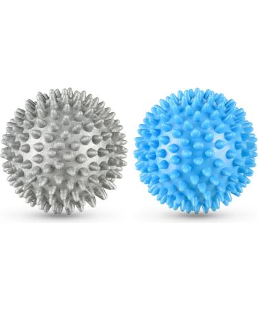 Massage ball set 2 Series hedgehog ball hard nopping ball set perfect for trigger point therapy for stress relief or for massage mini fascia ball - ball 7cm with a mains bag cord strain blue