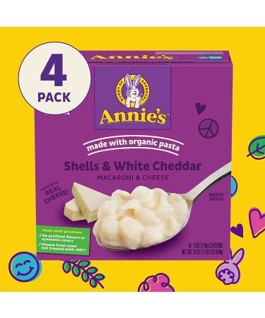 Annie's Organic White Cheddar Shells Mac & Cheese Dinner 6oz 4 Count - Kids' Favorite, Pack of 4 - Buy Online on GoSupps.com
