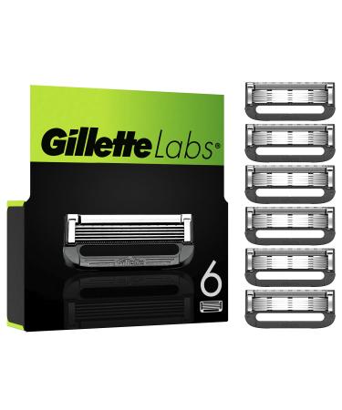 Gillette Labs Razor Blades Men, Pack of 6 Razor Blade Refills, Compatible with GilletteLabs with Exfoliating Bar and Heated Razor Razor Blades - Pack of 6