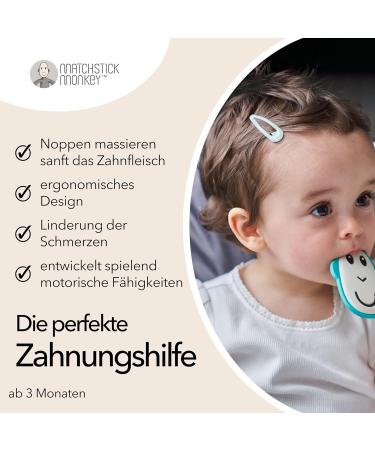 Matchstick Monkey Flat Face Teether - Antimicrobial Silicone BPA-Free Perfect Teething Aid for 3 Months+ (Monkey Green) - Buy Online on GoSupps.com