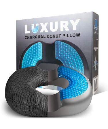 H. Charcoal Donut Pillow for Tailbone Pain - Hemorrhoid Relief Butt Cushion - Orthopedic Gel Memory Foam Sitting Pillow for Coccyx, Sciatica, Pregnancy and Postpartum Surgery - Medium (120-220lbs) Medium (120-220lbs) Charcoal