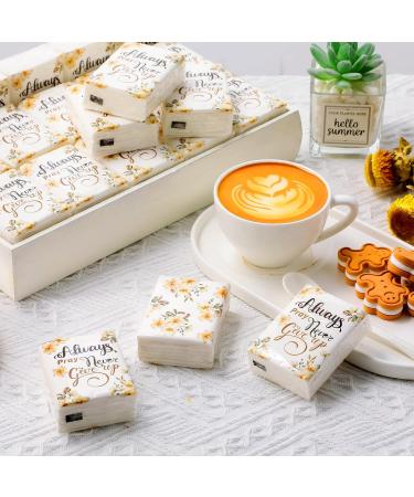 Always Pray Never Give Up Floral Pocket Tissues - 100 Pack | 3 Ply Mini Wedding Facial Tissues with Inspirational Sayings - Ideal for Travel, Parties, and Daily Use - Buy Online on GoSupps.com