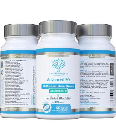 Bio Cultures Complex Probiotics & Prebiotics - 30 Strains, 22.5 Billion CFU, 500mg Livaux PreBiotic - 2 Month Supply - DR-Caps for Gut Health - UK Made - Buy Online on GoSupps.com
