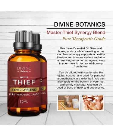 Divine Botanics Master Thief Synergy Blend - Thieves Oil Essential Oil - 30ml Pure Natural Home Cleanse - Clove Cinnamon Lemon Rosemary Eucalyptus - Buy Online on GoSupps.com