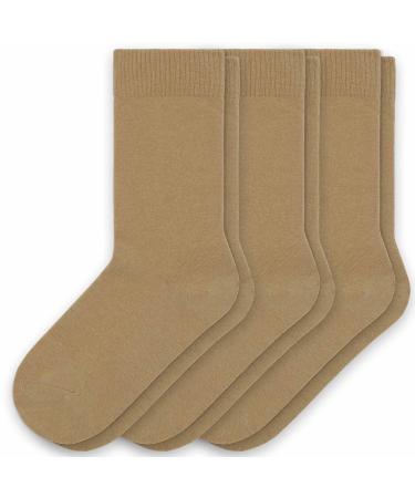 Sugar Free Sox Health & Comfort Womens Diabetic Crew Socks 3 Pack (9-11 Khaki) - Buy Online on GoSupps.com
