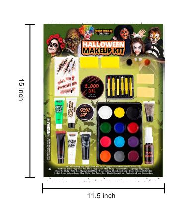 Spooktacular Creations 25 PCS Halloween Family Makeup Kit - 12 Color Face & Body Paint for Zombie Cosplay, Wounds, Injuries & Blood - Halloween Costume Makeup Set for Party Supplies - Buy Online on GoSupps.com