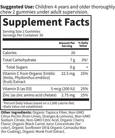 Garden of Life Kids Immune Gummies - Vitamin C, D & Zinc - Cherry Flavor - 60 Vegetarian Gummies - Buy Online on GoSupps.com