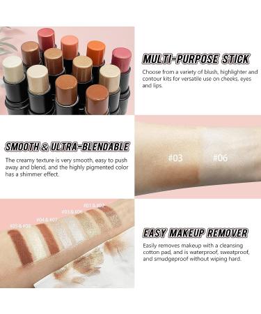 LSxia 2Pcs Highlighter & Contour Stick Makeup Kit - Water-proof, Long Lasting Illuminator & Bronzer Stick for Face Contouring - Buy Online on GoSupps.com