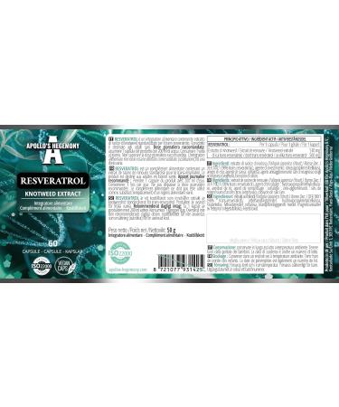 APOLLO'S HEGEMONY Resveratrol High Dose 400 mg - 60 Vegan Capsules - 2 Months Supply - 98% Trans-Resveratrol from Japanese Knotweed Extract - Natural Antioxidant - Buy Online on GoSupps.com