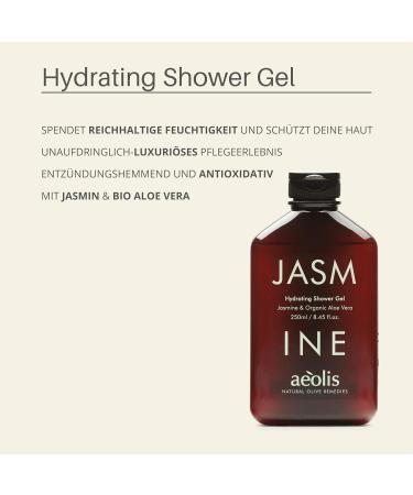 AEOLIS Hydrating Care Shower Gel with Jasmine & Aloe Vera - All-Natural Olive Oil Cleanser for Men & Women - 8.45 Fl.oz - Buy Online on GoSupps.com