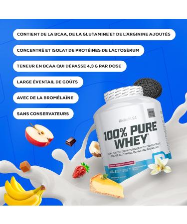 BioTechUSA 100% Pure Whey | Poudre de prot ines avec BCAA et Glutamine | Sans gluten sans huile de palme | 21g de prot ines par portion 454 g Cookies & Cream Cookies & Cream 454 g (Paquete de 1) - Buy Online on GoSupps.com