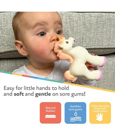 Nuby Unicorn Rubber Teether - 0 Months+ Baby Teething Toy | Soft & Safe White Teether for Infants - Buy Online on GoSupps.com