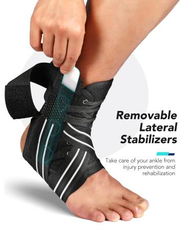 Fitomo Ankle Support Brace for Sprained Ligament | Injury Prevention & Recovery | Removable Stabilizers | Suitable for Shoes | Men & Women | White - Size L - Buy Online on GoSupps.com