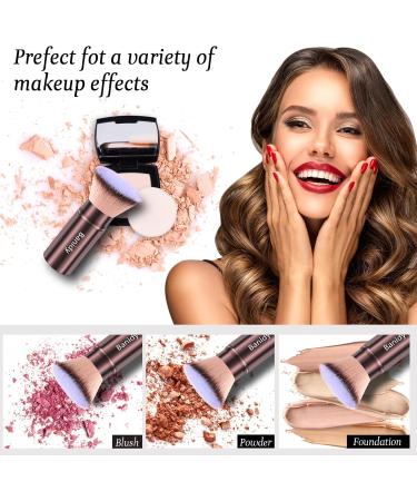 Makeup Brush Kabuki Face Brushes Retractable Travel Blush Brush Portable Flawless for Foundation Powder Blush Bronzer Buffing Liquid Cream Cruelty Free with Cover(Flat-Head) - Buy Online on GoSupps.com