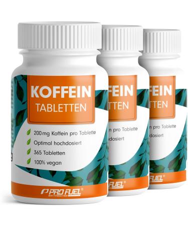 Caffeine tablets 1095x - 200 mg caffeine per tablet - optimally high -dosed - laboratory test on the active ingredient content and purity - without unwanted additives - XXL supply with 3x365 tabs.- 100% vegan 3x 365 tablets