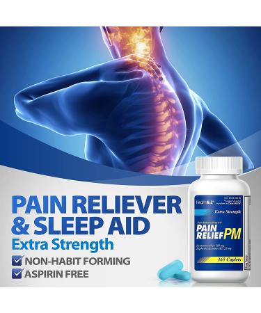 HealthA2Z Extra Strength Pain Relief PM 365 Caplets - Compare to Tylenol PM - Pain Reliever + Sleep Aid - Buy Online on GoSupps.com