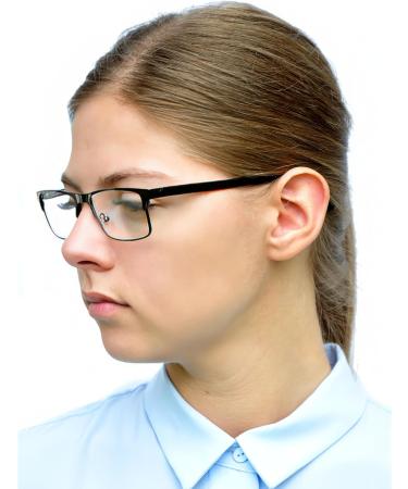 Blue Light Blocking Rectangle Reading Glasses - Stainless Steel Frame (Black) - Anti Blue Light Filter - 1.5 Diopter - Unisex - Buy Online on GoSupps.com