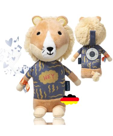Baby music box - freely playable cuddly toy baby |Cuddly sleep aid babies with sleep -timer - music box children as a plush toy |Sleep aid children up to 6 years |Lion with fabric bag