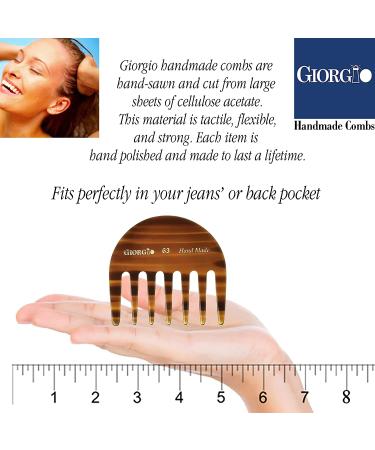 Giorgio G63 Small Travel Purse Hair Detangling Comb - Wide Tooth Comb for Curly Hair - Handmade of Cellulose - Tortoiseshell Finish - Ideal for Wet and Dry Hair Care - Buy Online on GoSupps.com