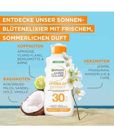  Garnier Garnier Ambre Solaire Hydra Protect+ Sun Milk 24h SPF 30 UVA and UVB Protection with Vitamin C 175 ml - Buy Online on GoSupps.com