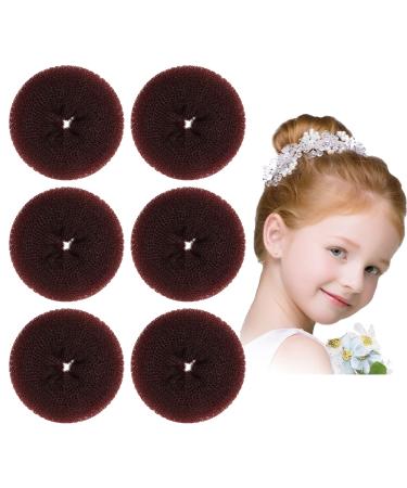 Extra Hair Donut Bun Maker for Kids  Ring Style Bun  6PCS Chignon Hair Small Doughnut Shaper for Short and Thin Hair (Small Size  2.5 Inch/Brown)