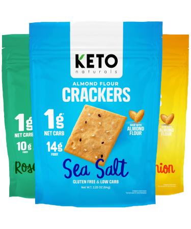 Keto Crackers low carb crackers (Variety Pack) Keto friendly snack crackers almost zero carb no sugar (3 Pack) almond flour crackers healthy snack absolutely gluten free crackers paleo snack friendly