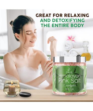 Organic Himalayan Pink Salt Body Soak with Lavender Essential Oils - Eucalyptus Scent | 12 oz Jar - Buy Online on GoSupps.com
