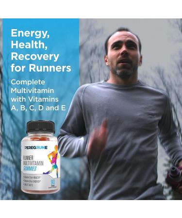 PEREGRUNE Runner Multivitamin Gummy - Fruit Flavored Daily Vitamin for Running | With Vitamins A, C, D, E, and B Complex | 50% Less Sugar | Supports Health Recovery, Endurance, and Energy - Buy Online on GoSupps.com