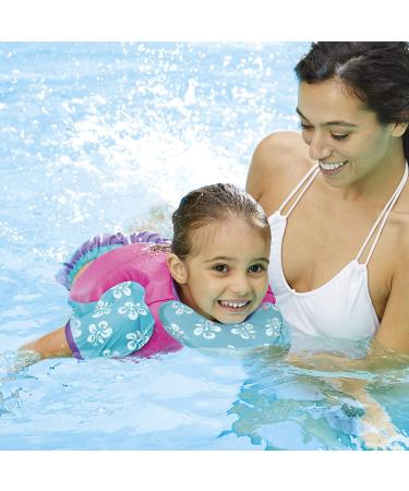 SwimSchool Swim Trainer Vest | Easy On & Off Kids Swimming Vest | Sizes S/M Up to 33lbs & M/L Up to 50lbs | Blue, Orange, Pink, Seafoam | S/M Trainer Vest with Sleeves Pink/Aqua - Buy Online on GoSupps.com