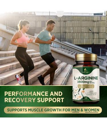 L-Arginine 1000mg Supplement with L-Citrulline - Muscle Supporting Nitric Oxide Precursor Booster for Extra Strength - Heart Health Support - Non-GMO Amino Acid Energy Blend For Men - 120 Capsules 120 Count (Pack of 1) - Buy Online on GoSupps.com
