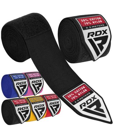 RDX boxing bandages children 2.5m inside gloves boxing elastic hand bands with thumb loop for mma muay thai kickboxing thai boxing box bag punching balls sparring box bandage boxing hand wraps black standard