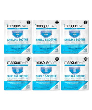 masque BAR Shield & Soothe Hydrogel Facial Mask (6 Pack) — Korean Under PPE Face Skin Care Treatment — Calms, Soothes, Hydrates and Heals Skin after Prolonged Use of Medical Mask — Evens Skin Tone Hydrogel Facial Under PPE…